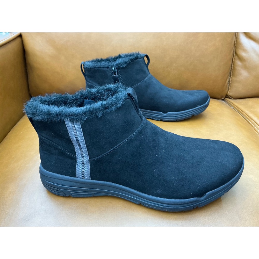 Ryka Amber Ankle Boots Women 8.5 Black Water Repellent Faux Fur Trim